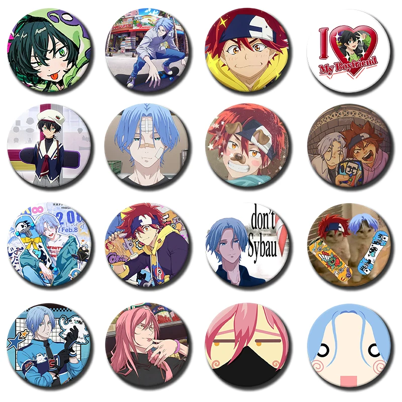 Anime S-SK8 The Infinity Pin Cartoon Figure Langa Reki Badge Custom Round Brooch on Clothes Bag Accessories Gifts for Friend