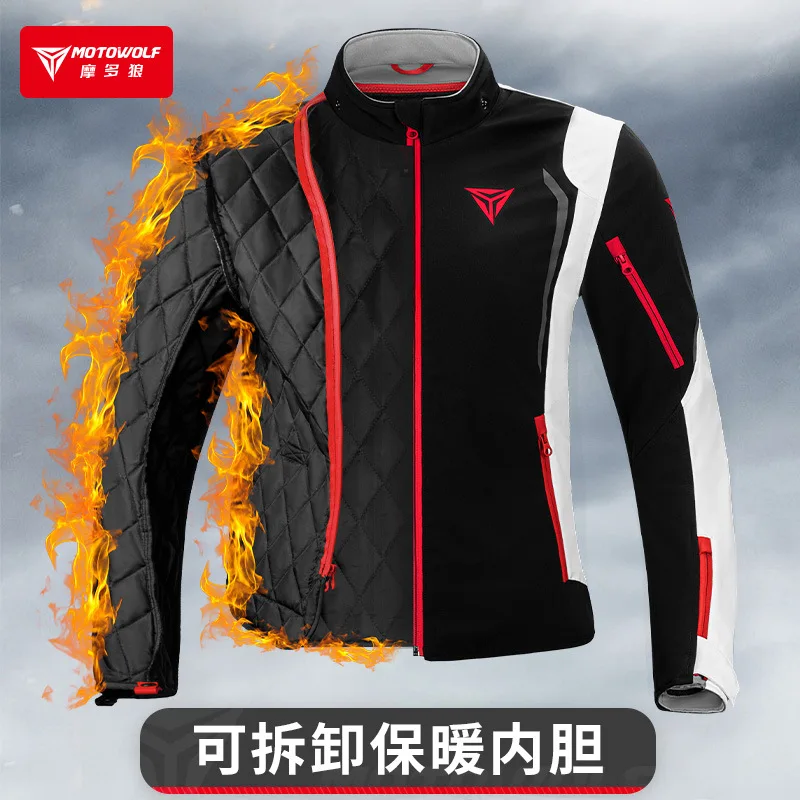 Motowolf Waterproof Motorcycle Jacket Man Racing Suit Waterproof Windproof Warm Motorcyclist Wearable Motorcycle Jacket