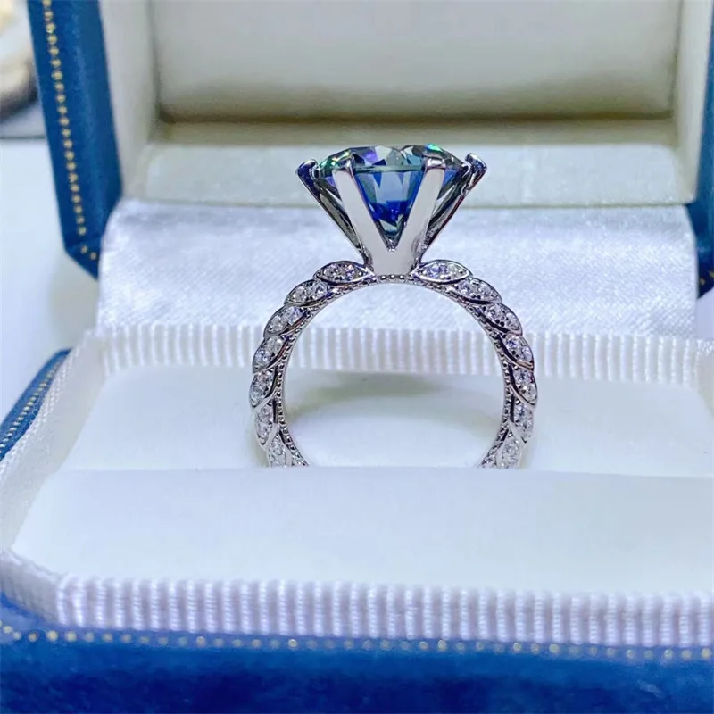 

Кольцо с 6-зубчатым синим бриллиантом для женщин, 5 карат, из платины PT950 с муассанитом | Уменьшает объемы рук, осветляет цвет лица.