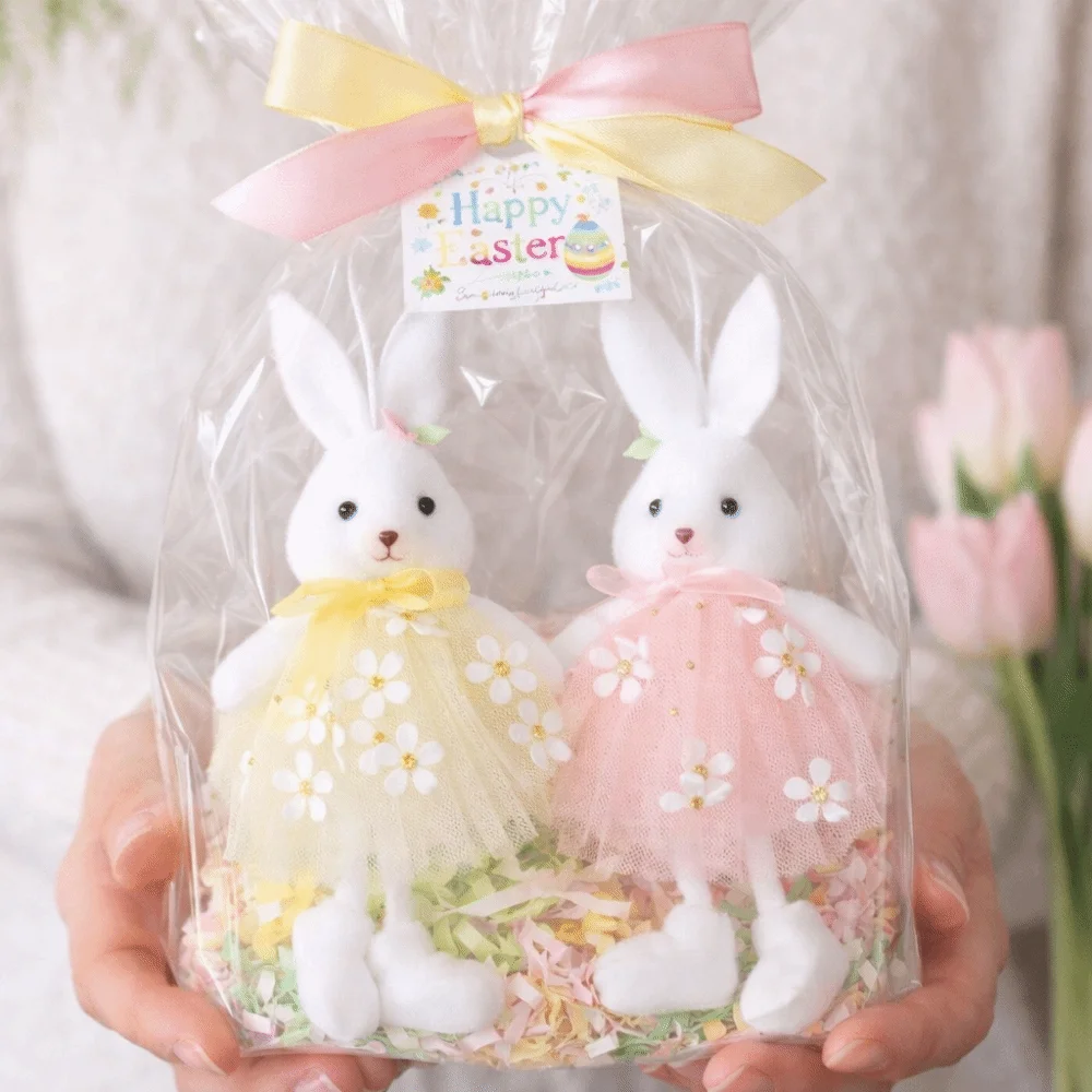 

Multi-Color Hanging Rabbit Pendant Yarn Skirt Cute Rabbit Fairy Ornament Handmade Flower Dress Bunny Festive Gift