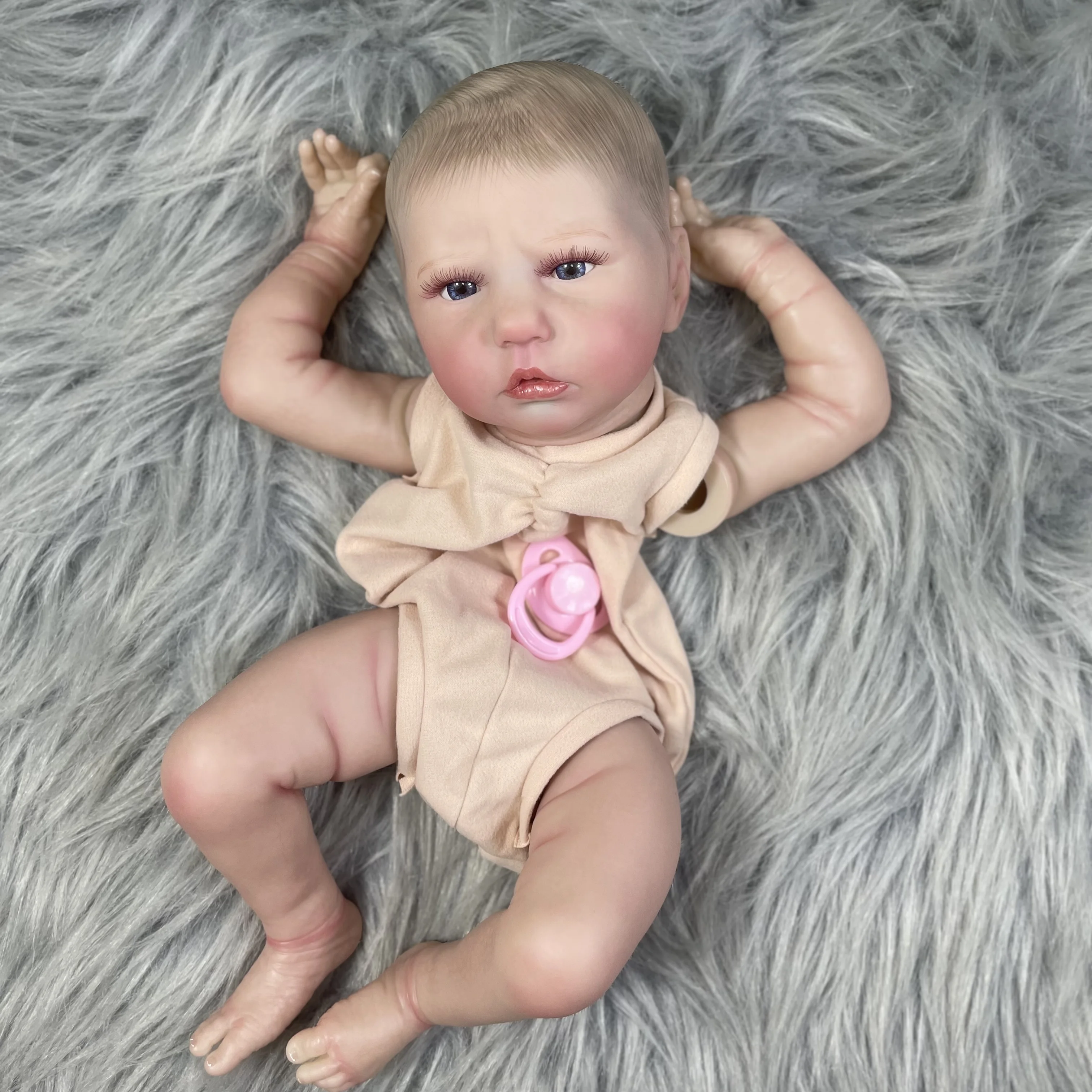 MRB 19 inch Already Painted Reborn Doll Kits Ellie-Sue With Blue Eyes and Eyelashes Vinyl Reborn Unassembled DIY Doll Kit Mold