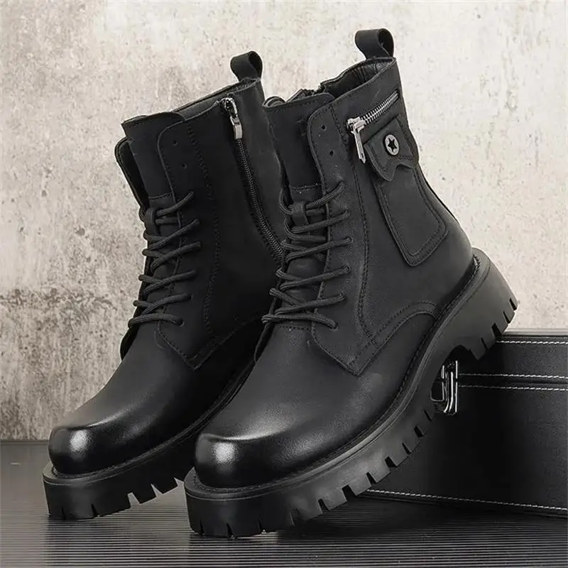 

Motorcycle Boots For Men 2022 Leather Punk Boots With Zipper Handmade Retro Men's Ankle Boots