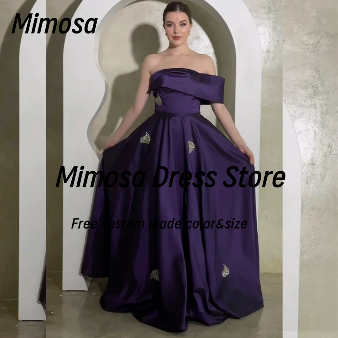

Атласные платья для выпускного вечера Mimosa без бретелек на одно плечо Вечерние платья из бисера платье на выпускной по индивидуальному заказу