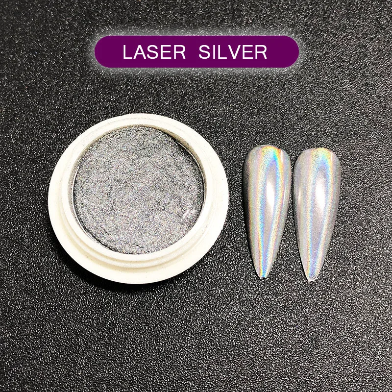 Nail Art Magic Mirror Powder Laser Charm Pigment Glitter Holographic Chrome Dust Rub On Nails Sparkly Decorations For Manicure