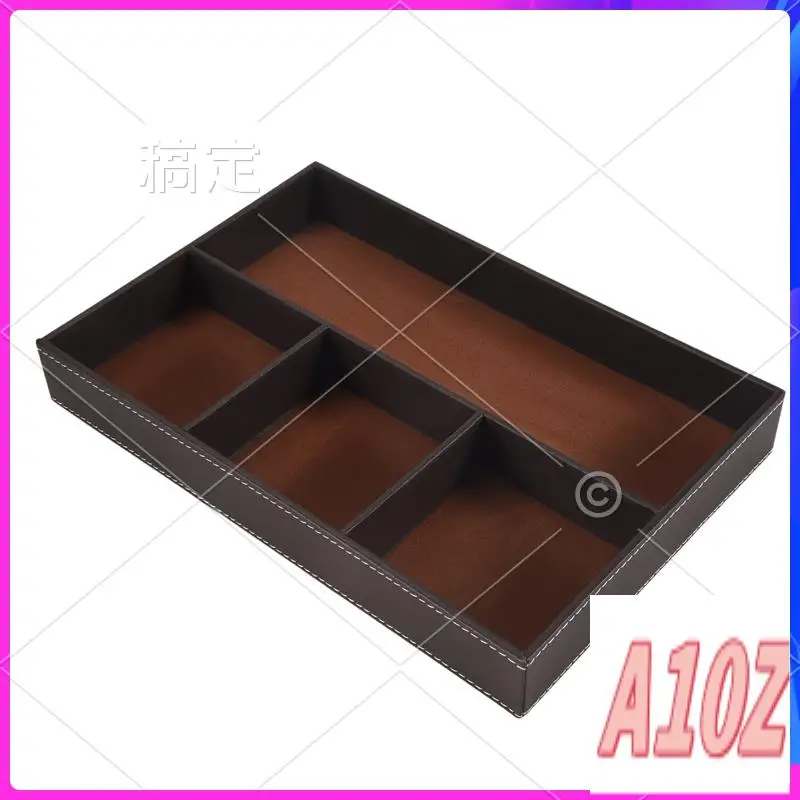 

0Z-4 Slots Desk Drawer Organizer, Pu Leather Drawer Storage Organizer Divider For Office Desk Supplies Value Collection And Acce