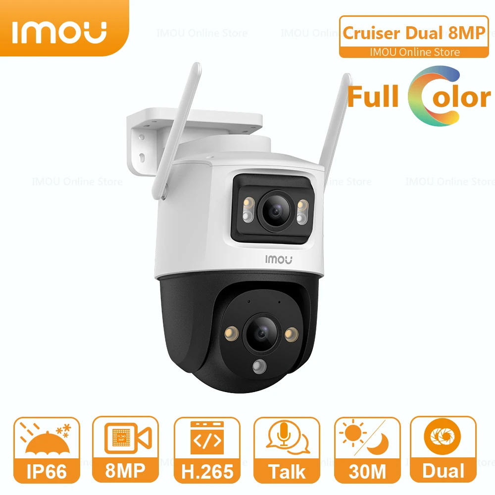 Dual Lens CCTV WiFi Security Protection Rotary IMOU Cruiser Dual 8MP Built-in Alarm Human Detection Dual Channel Detection