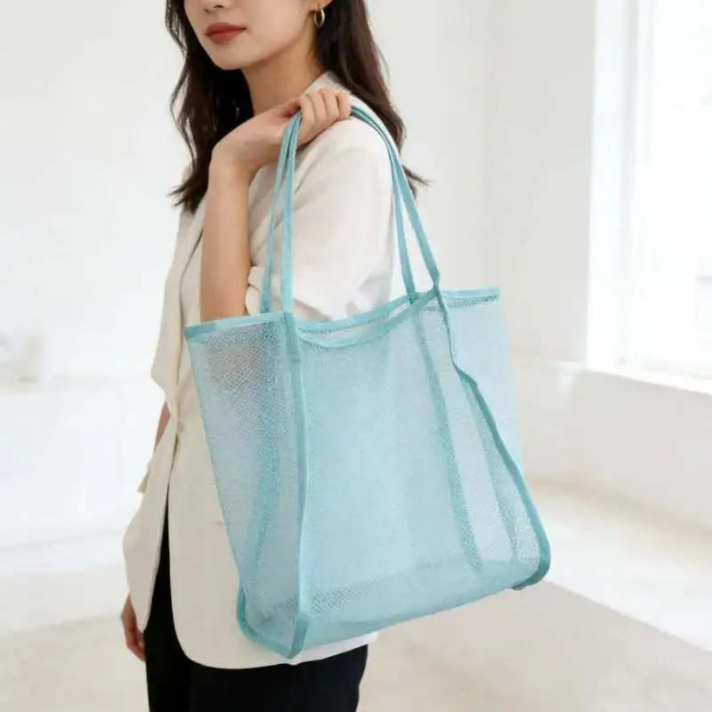 ~Mesh  Lightweight Breathable Quick Dry Travel Tote For Beach Trips Outdoor Activities Store Towels Toys