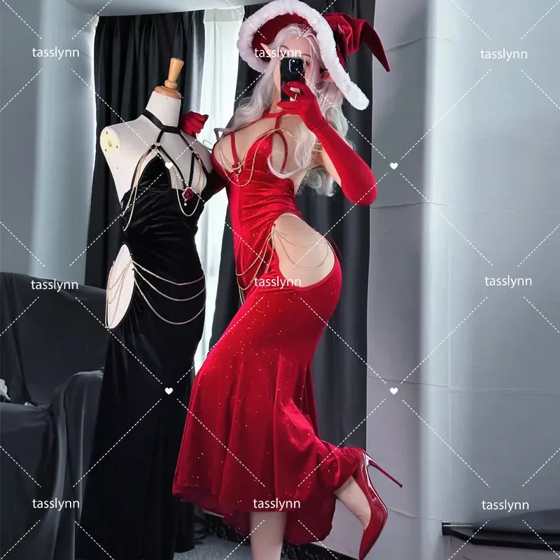 

Anime Cosplay Overlord Albedo Cosplay Costumes Albedo Dress Succubus Black Christmas Dress Halloween Costumes