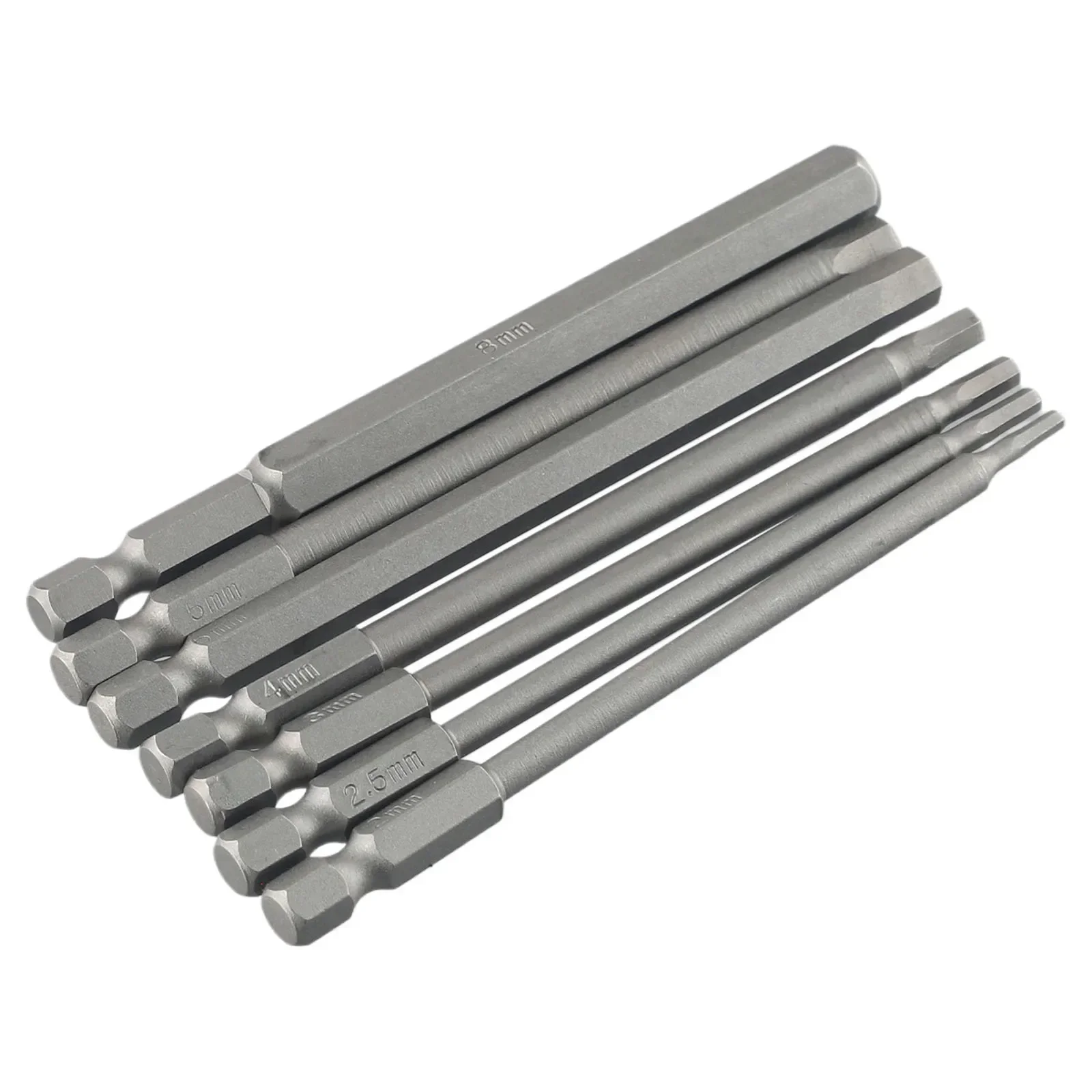 

7pcs 100mm Metric Magnetic Hex Bit Set 1/4" Hex Shank Wrench Drill Bits H 2/H2.5/H3/H4/H5/H6/H8 Screwdriver Bits For Power Tool