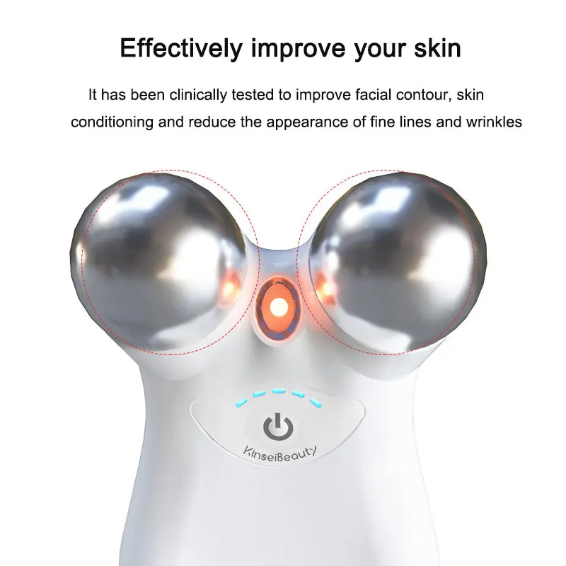 EMS マイクロカレントフェイスマッサージステンレス鋼ダブルヘッド RF 治療マッサージャースキンリフティング引き締め美容機器