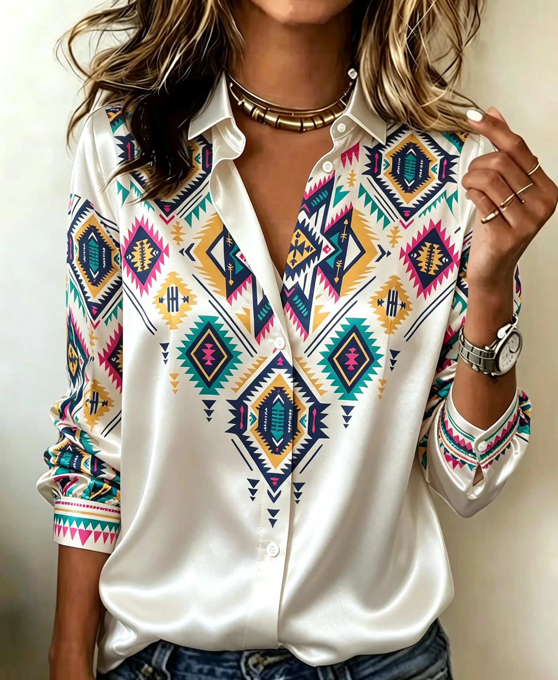 Women Lapel Collar Long Sleeve - огляд і ціна Ethnic Fashion Clothing