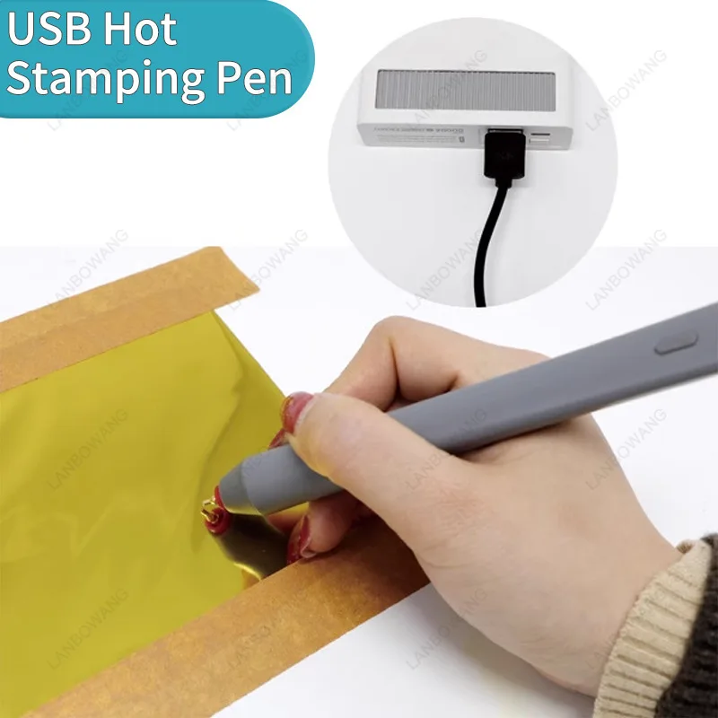 USB Rechargeable Heat Pen, Gold Foil Stamping Pen, DIY Creative Hot Foil Printing Tool, Heating Embossing Pen