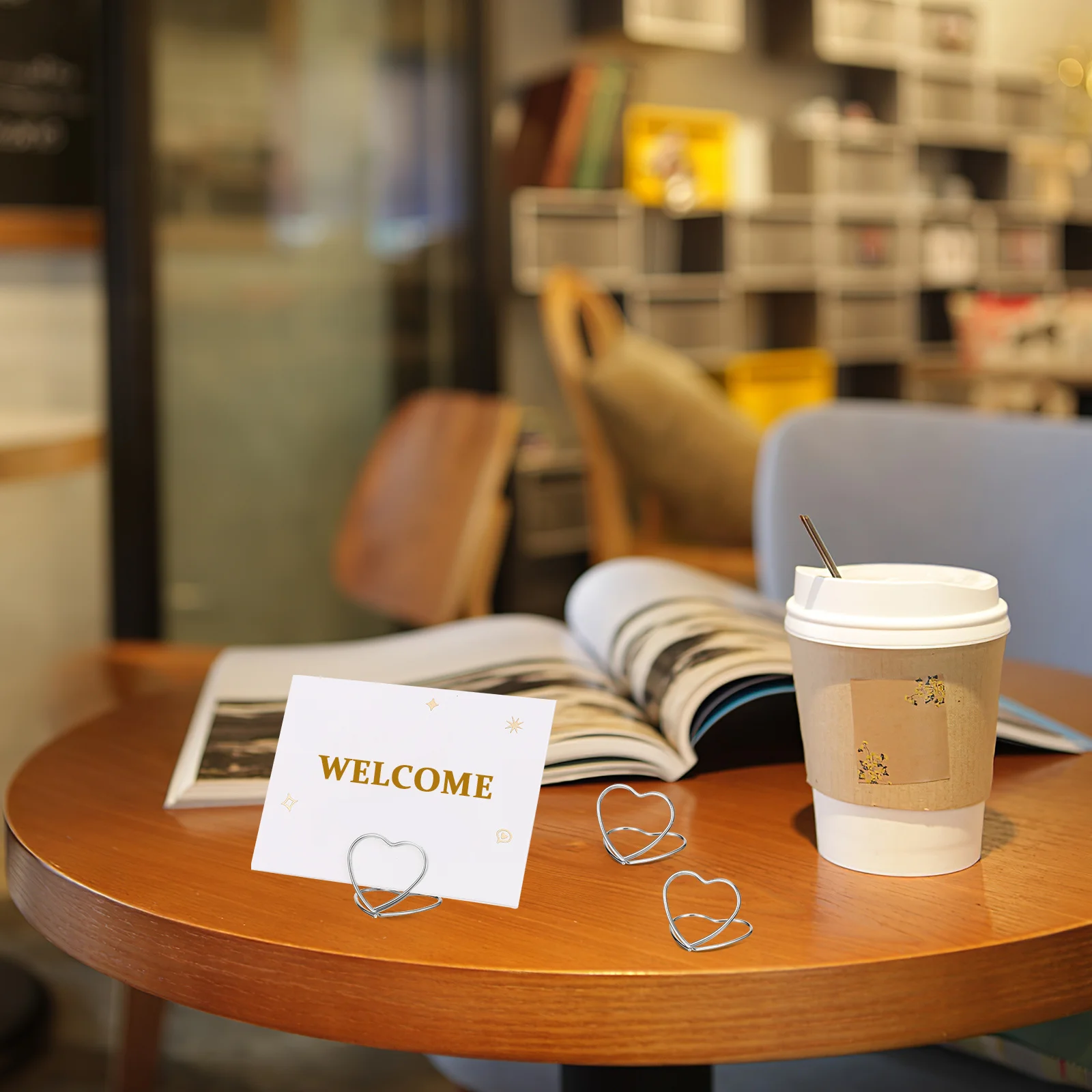 

48Pcs Table Number Holders Metal Heart Shape Card Holders Stable Desktop Stands for Wedding Party Event Decoration