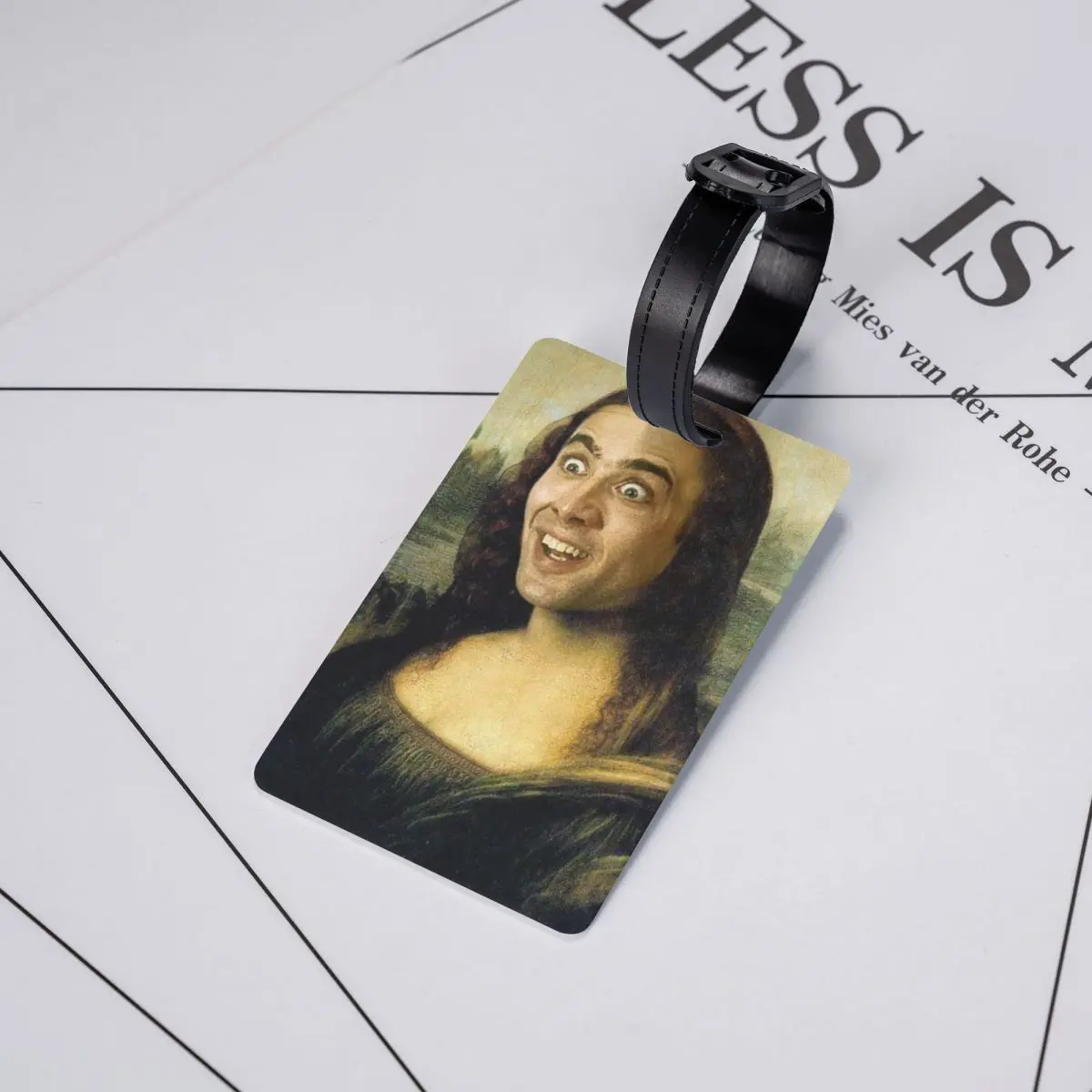 Nicolas Käfig Mona Lisa lustige Meme Gepäck anhänger für Koffer Privatsphäre Abdeckung Name ID-Karte