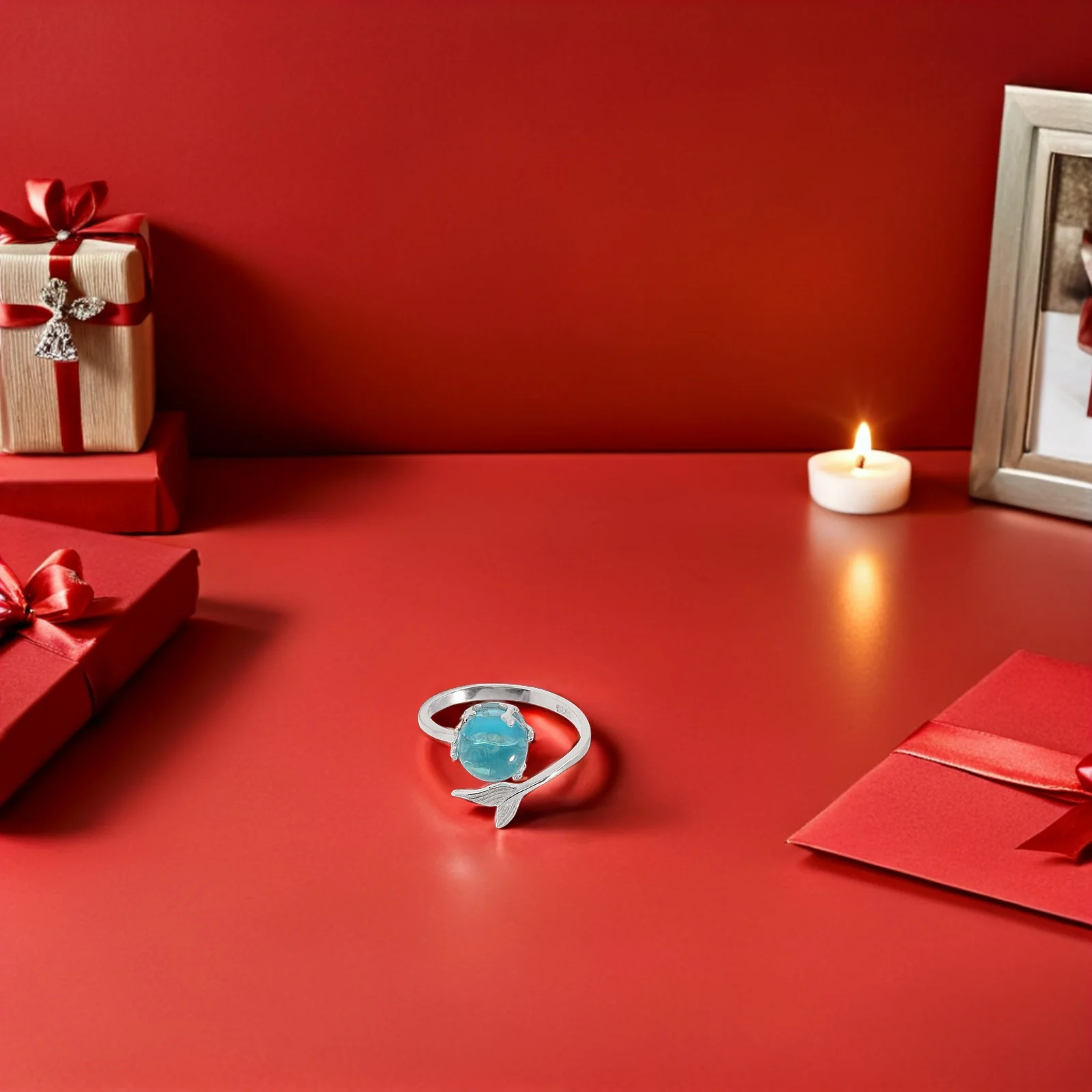 

Mermaid Foam Ring Adjustable Open Ring For Women Fashion Jewelry Ocean Theme Chic Accessory Gift For Girlfriend Wife Party