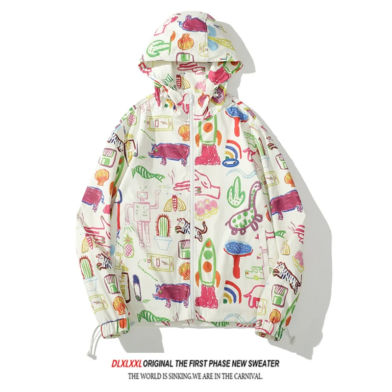 

Свободная толстовка оверсайз с принтом в уличном стиле, молодежная мода, осенняя, с длинным рукавом, на молнии