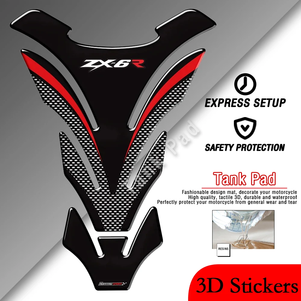 

For Kawasaki ZX6R ZX-6R ZX-6RR Tankpad 3D Resin Carbon Fiber Appearance Motorcycle Fuel Tank Pad Sticker