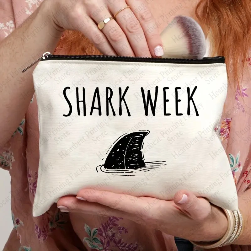 Shark Gifts for Women Makeup Bag Shark-Week Cosmetic Bag Gift for Shark Lover Birthday Friends Bags Pencil Case Women Purse