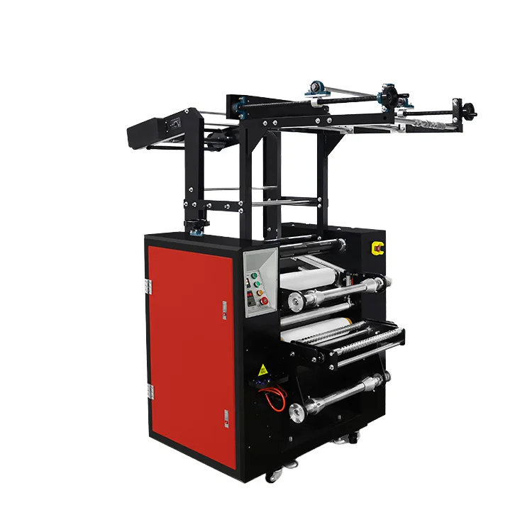 Máquina automática de prensa térmica de fita de cordão Calandra com rolo de impressão por sublimação dupla face