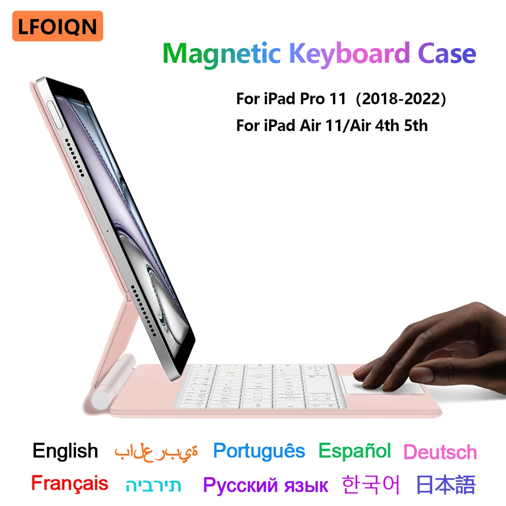 LFOIQN Magic Keyboard For iPad Air 11 Inch M3 M2 Air 5 4 iPad Pro 11 4th 3rd 2nd 1st Generation 2018-2022 Cover Case Multi-touch