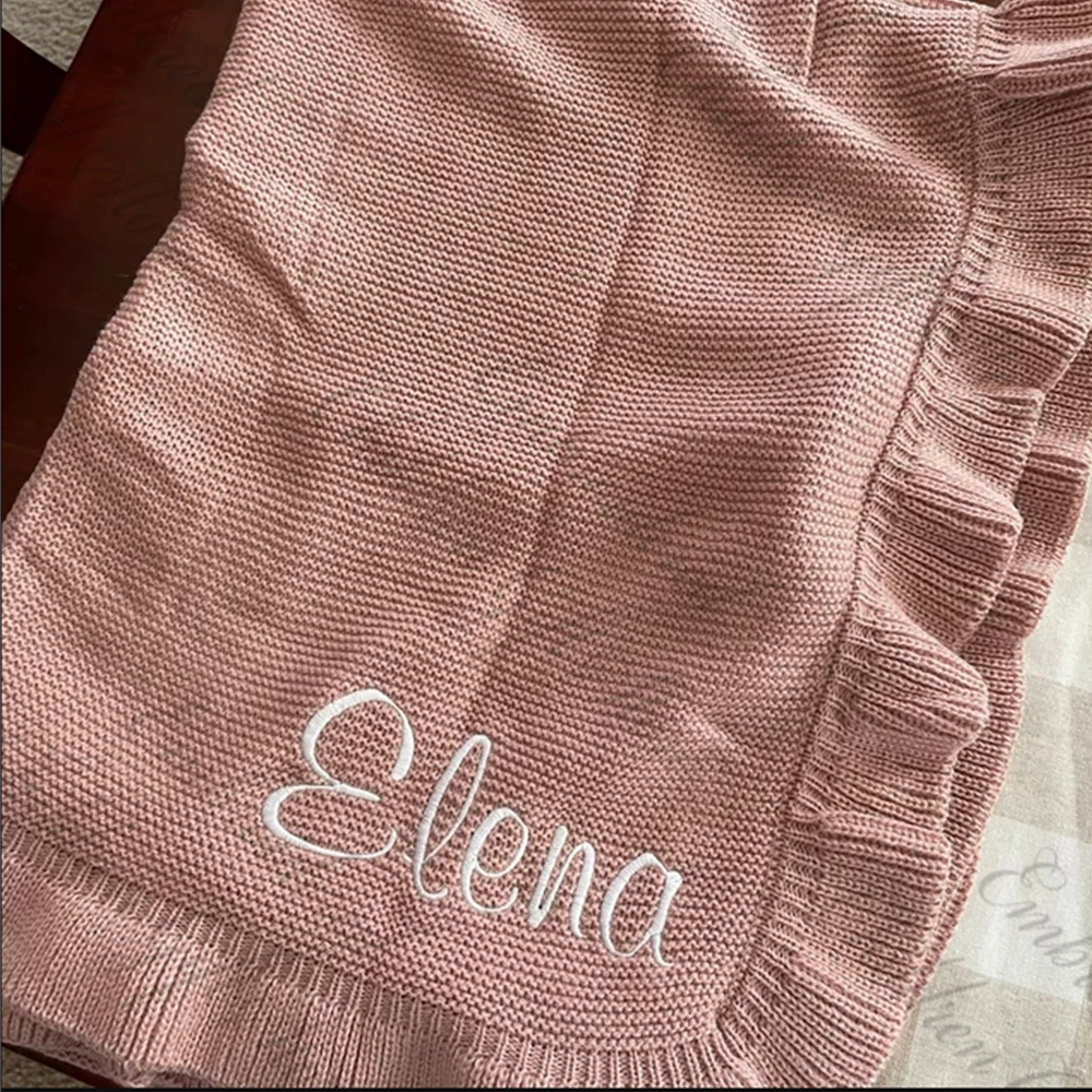 Baby Blanket  Soft Custom Personalized Name Blanket Embroidered Knitted Baby Shower Gifts Newborn Boys Girls Birth Gift Blankets