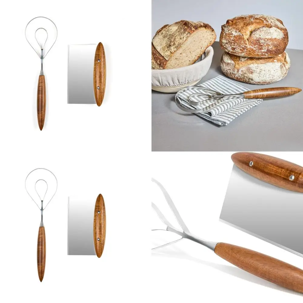

Stainless Steel Dough Cutting Bench Knife & Whisk Set with Acacia Wood Handles - Modern Kitchen Utensils Duo for Baking & Mixing
