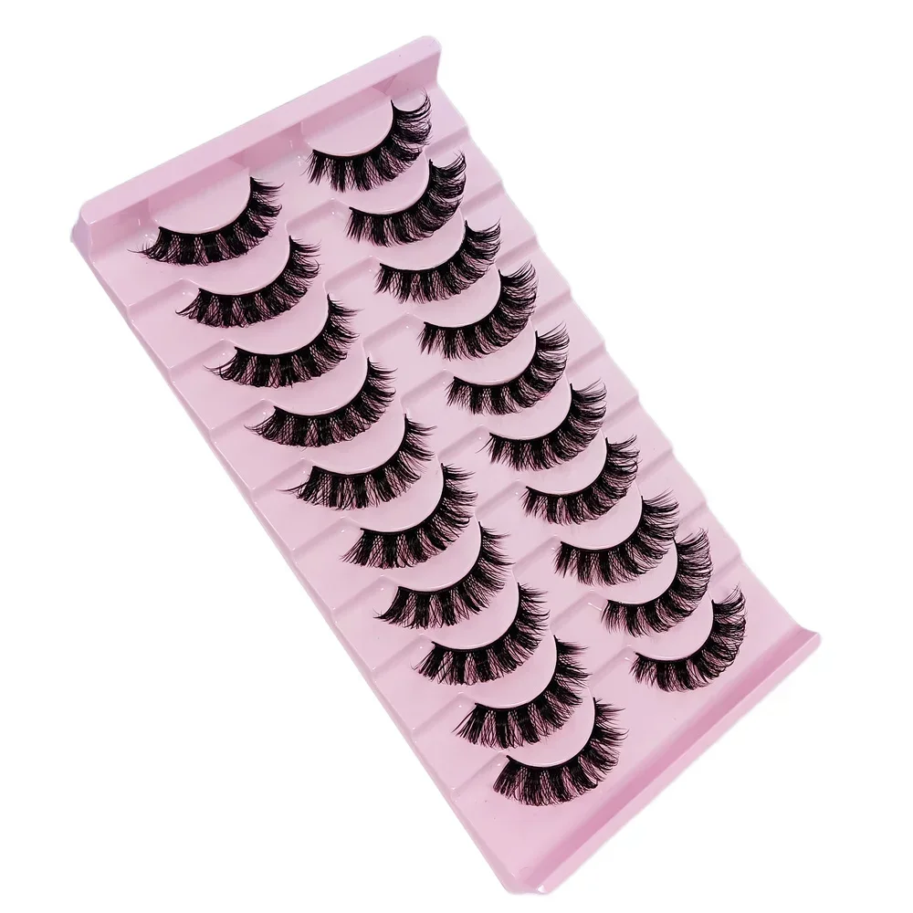 Russo Strip Lashes para Maquiagem, Volume Fofo, Cílios Postiços, Dramático Sujo, Faux Mink, Cílios Falsos Grossos, DD Curl, 10 Pares