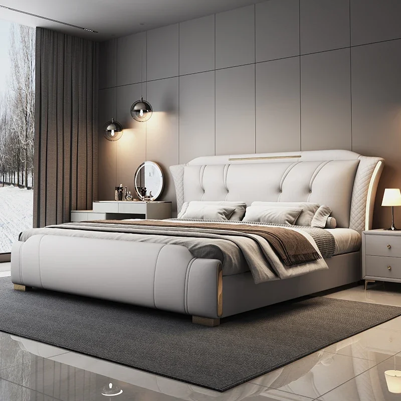 

Modern Decoration Double Bed European Design White Wooden Double Bed Storage Luxury Camas Matrimoniales Furniture For Home