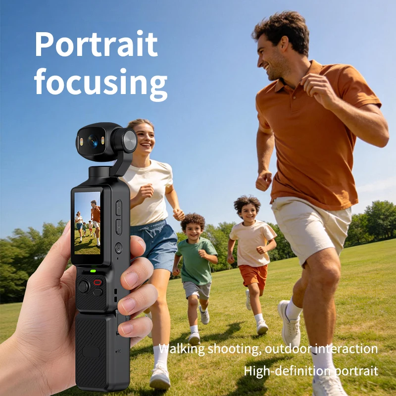 LK-033 4K Pocket Handheld Gimbal Action Camera 180° Rotatable Lens Anti-Shake Vlog Video Cam with Fill Light - view 2