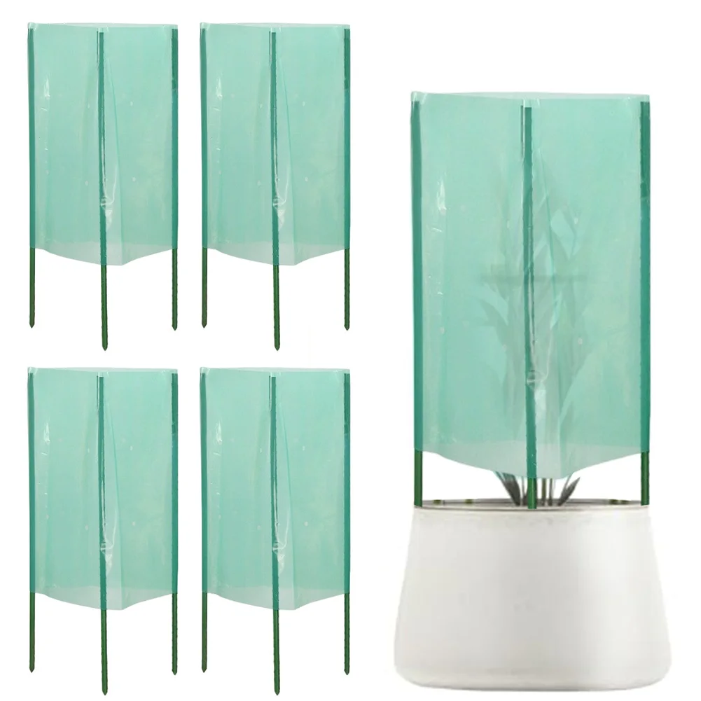 2/4 Pack Reusable Garden Plant Covers With Ventilated PE Film And Fiberglass Frame For Frost And Pest Guard