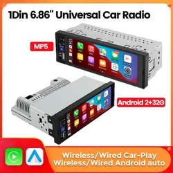 MEKEDE 6.86'' 1Din Wired Wireless Carplay Android Auto MP5 Car Radio Multimedia Player BT FM Mirror Link Car Audio Stereo