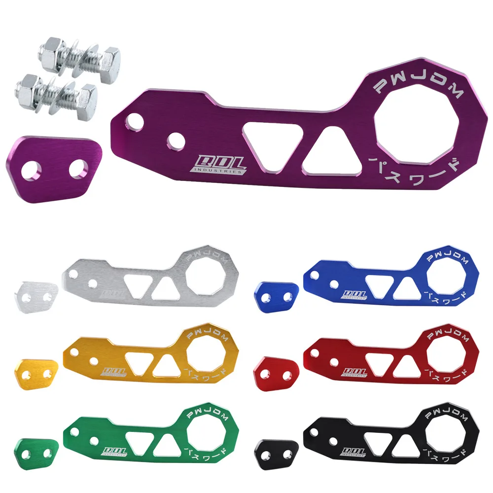 JDM Style Aluminum Rear Bumper Tow Hook Trailer Ring for Car Exterior Modification, Universal Fit Towing Shackle with 7 Color