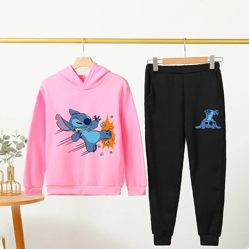 

Clothes Kawaii Stitch Hoodie Set Sweatshirts Later Hoodie Sonic Long Sleeve Pullover Boy Girl Tracksuit Set