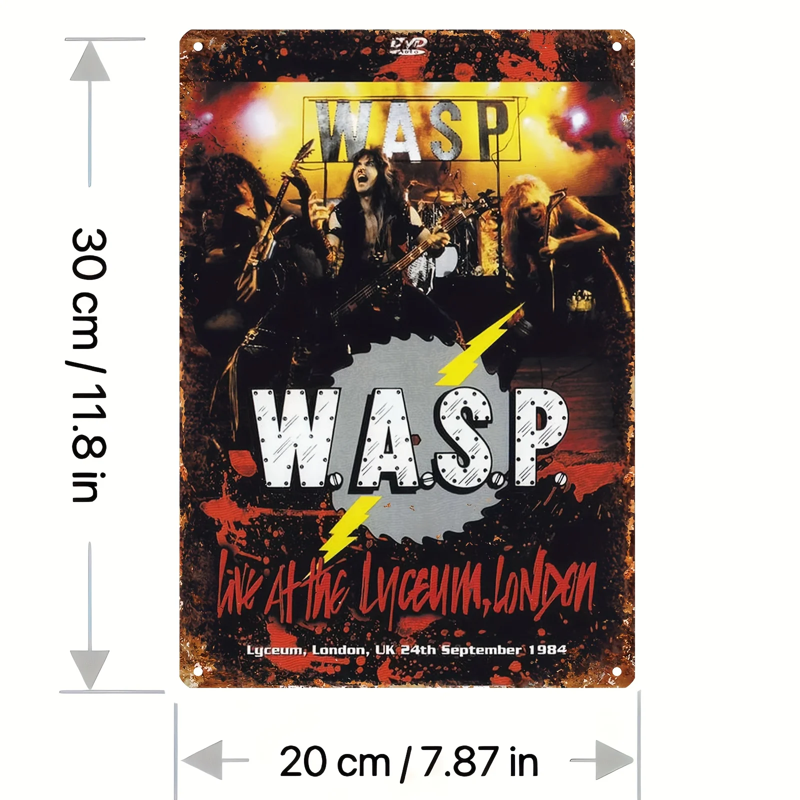 Vintage W.A.S.P. 1984 London Lyceum Theatre Concert Metal Sign - | Retro Wall Art with Dramatic Music Display, Nostalgic Home, K