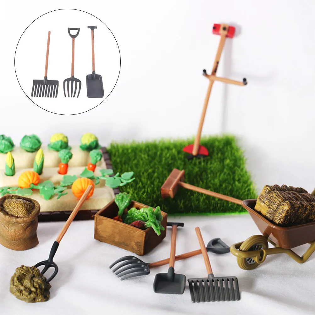 

1Set Mini Farm Tools Set Safe Gentle Material Ideal for Mini House Farm Garden Layout Miniature Accessories Gardening Tools