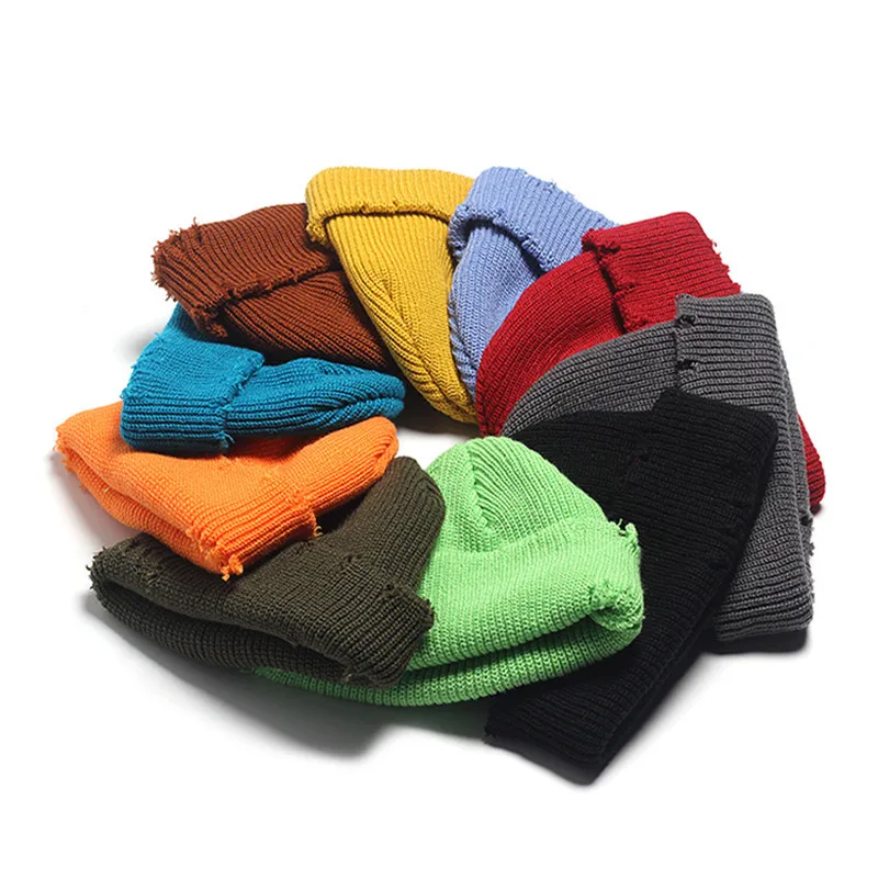 4PCS/set Solid Color Beanie Hat Men Women Outdoor Fashion Soft Knitted Skuilles Cap