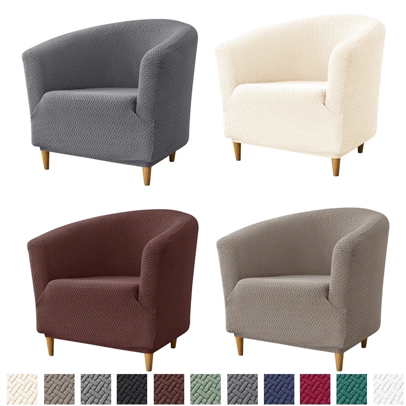 Housse de chaise de Club élastique, housse de baignoire en Jacquard, couleur unie, pour fauteuil de Bar unique, canapé, décoration de salon et de maison