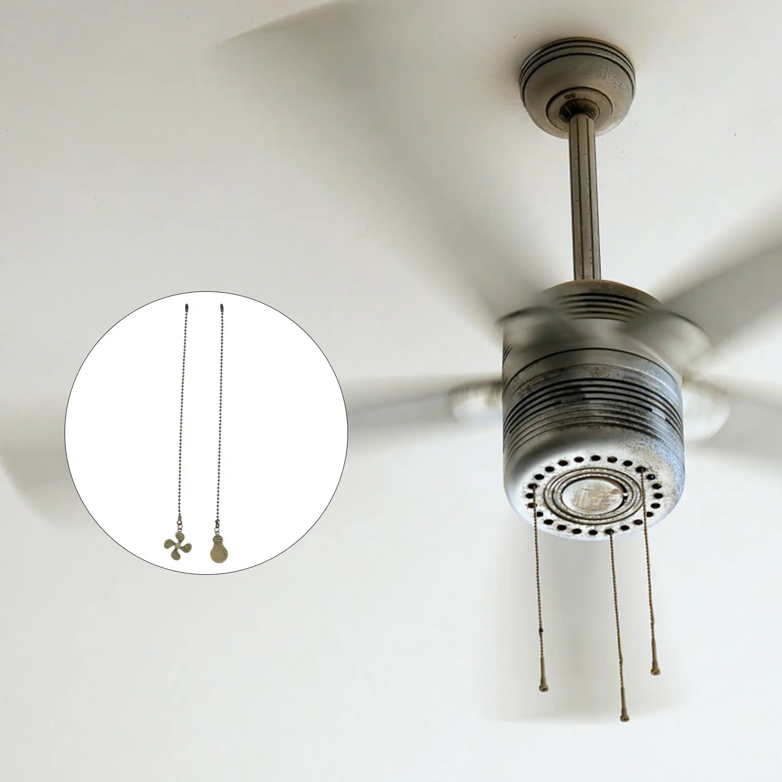 Ceiling Fan Pull Chain 2 Piece Ball Bead Pendant Extensions for Lights Chandeliers Ventilation Alloy