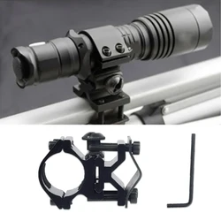 Tactical Universal Flashlight Holder Weapons Gun Torch Laser Bracket Metal Adjustable 14-30mm Round Pipe Adapter Clip Mount Rail