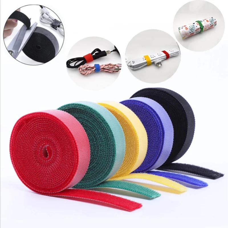 1/3/5 Meter/Roll Nylon Cable Ties Power Wire Loop Tape Multifunction Nylon Straps Fastener Reusable