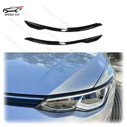 Eyelid Front Car Headlights Eyebrow Eyelids Sticker Lamp Hoods Body Kit For VW Golf 8 GTI MK8 2021 2022 2023 2024 Glossy Black