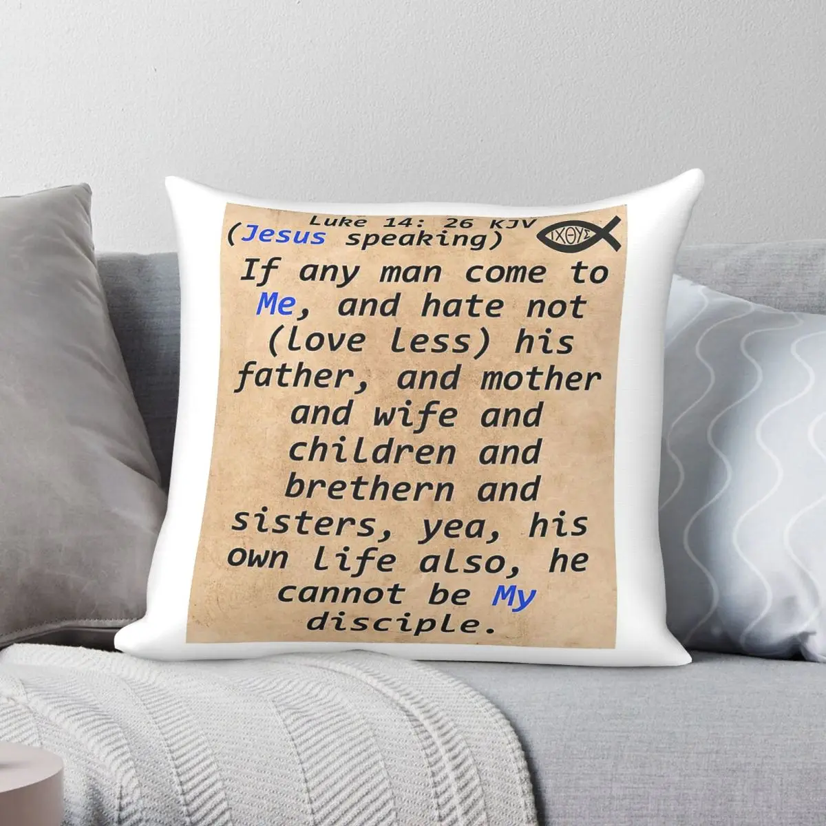 Luke Bible Verse Square Pillowcase Polyester Linen Velvet Printed Zip Decor Pillow Case Car Cushion Cover