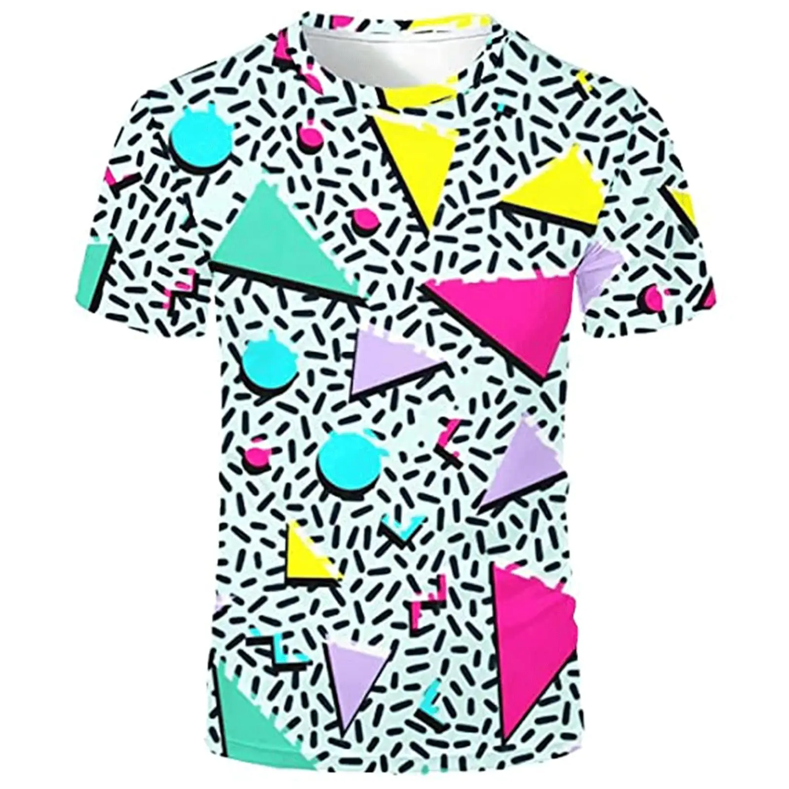 80s 90s 3D Print T-Shirts Streetwear Men Fashion Disco Party Casual Oversized O-Neck Short Sleeved T Shirt Tee Tops Clothing
