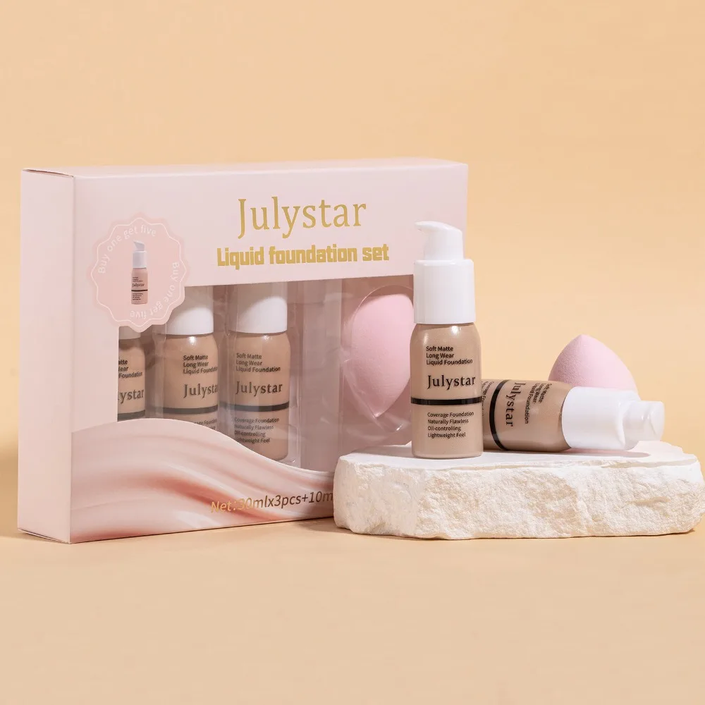 Ensemble de fond de teint hydratant, correcteur à couverture complète, finition mate naturelle, imperméable, résistant à la sueur, usage quotidien, fond de teint de beauté