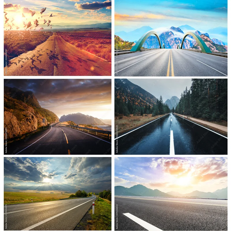 

Natural Scenery Photography Background Highway Landscape Travel Photo Backdrops Studio Props 2279 DLL-06