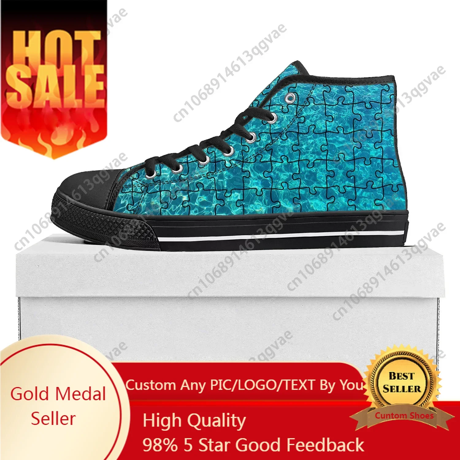 

Puzzle Printing Pop High Top High Quality Sneakers Mens Womens Teenager Canvas Sneaker Casual Couple Shoes Custom Shoe Black