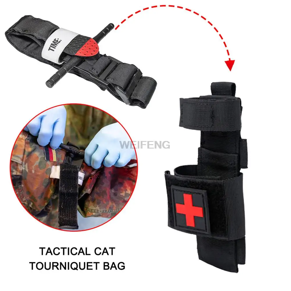 Tactical Molle Tourniquet Holder First Aid Kit Pouch Medical EDC Pouch Emergency Waist Pack Shear Bag Flashlight Holder