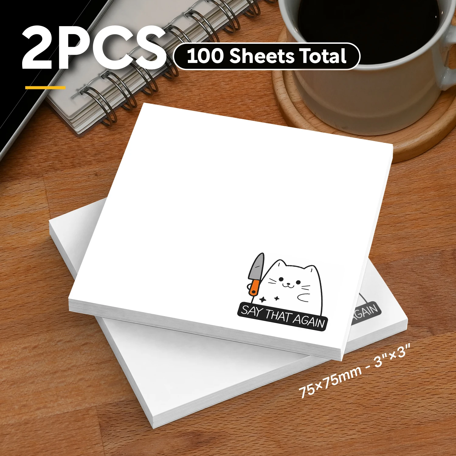 Hair Care Journal - 2pcs Funny Cat Meme Sticky Notes,