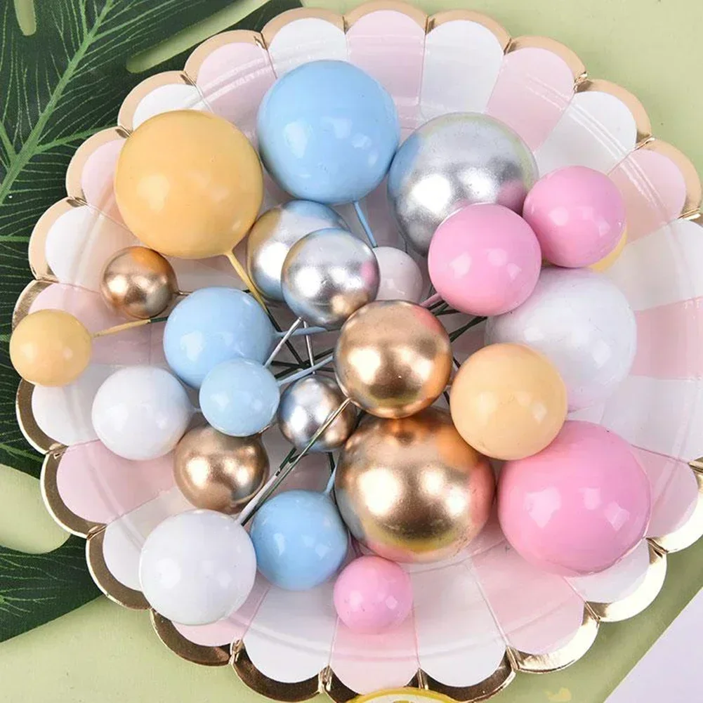 20Pcs Ball Cake Topper DIY Cake Cupcake Topper Ball For Birthday  Baby Shower Wedding Party Christmas Ball Cake Topper Decor