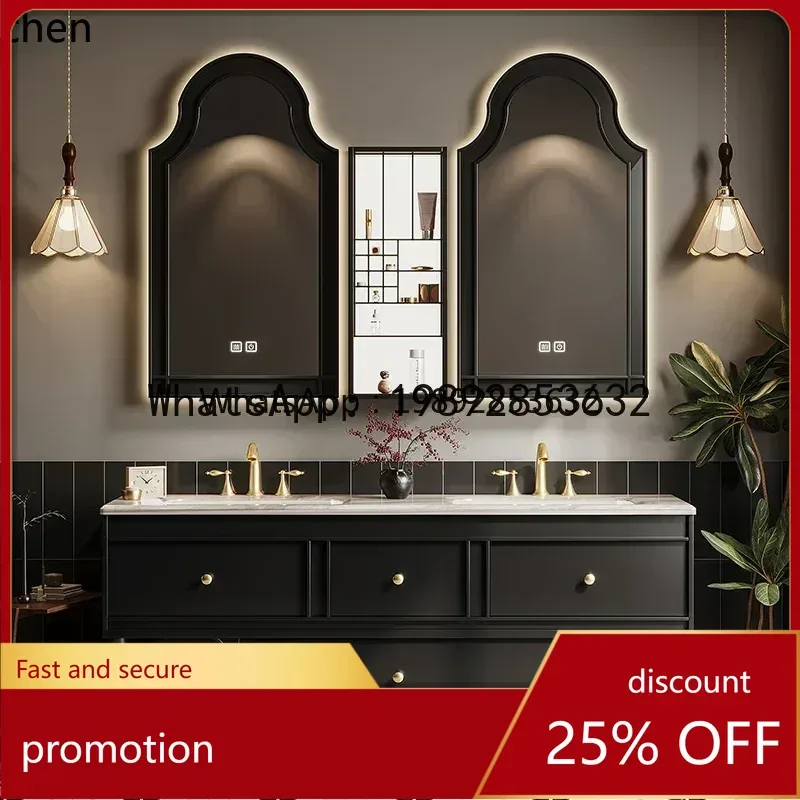 

YFY oak double basin French retro bathroom cabinet combination toilet washbasin cabinet bathroom cabinet